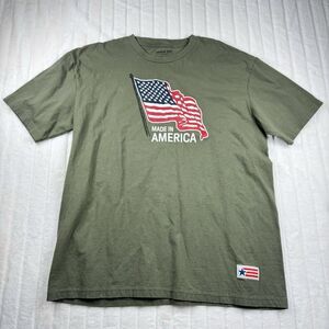 American Giant T Shirt Men's 2XL Green Made In USA Flag Collection Patriotic Tee